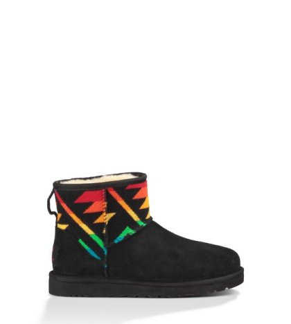 UGG CLASSIC MINI PENDLETON BOOTS BLACK