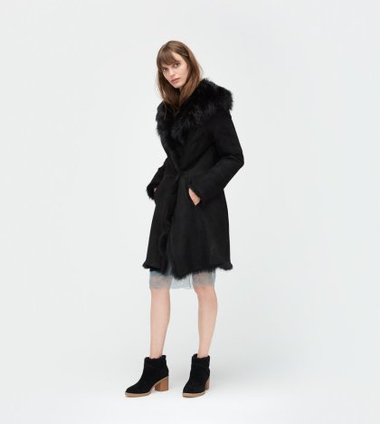 Women\'s UGG Toscana Shearling Coat BLACK
