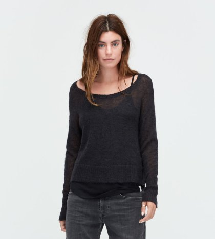 Women\'s UGG Mohair Scoop Neck Sweater BLACK