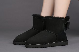 Women's UGG Mini Bailey Bow II Metallic Black