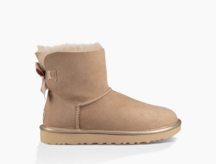 Women\'s UGG Mini Bailey Bow II Metallic DRIFTWOOD