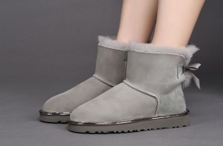 Women's UGG Mini Bailey Bow II Metallic GREY