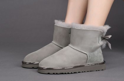 Women\'s UGG Mini Bailey Bow II Metallic GREY
