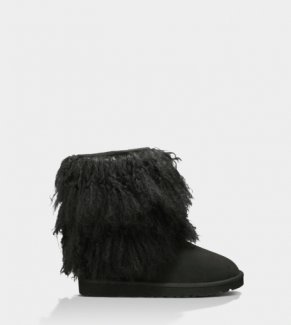 UGG SHORT SHEEPSKIN CUFF BLACK