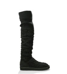 UGG OVER THE KNEE TWISTED CABLE BOOTS BLACK