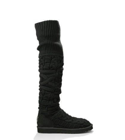 UGG OVER THE KNEE TWISTED CABLE BOOTS BLACK