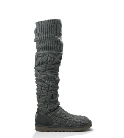 UGG® OVER THE KNEE TWISTED CABLE BOOTS CHARCOAL