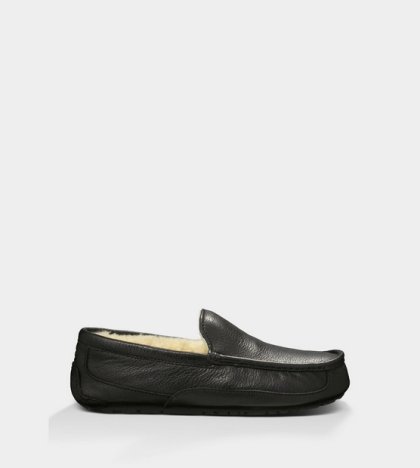 UGG® Ascot Leather Slippers Black