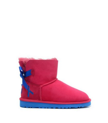 UGG MINI BAILEY BOW BOOTS PEONY WITH BRILLIANT BLUE