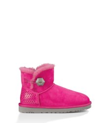 UGG Mini Bailey Button Geo Perf Boots FURIOUS FUCHSIA