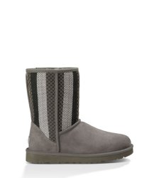UGG Classic Short Woven Suede Boots CHARCOAL