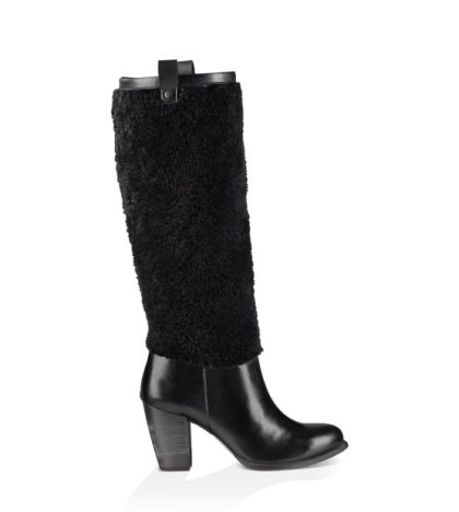 UGG AVA EXPOSED FUR BLACK
