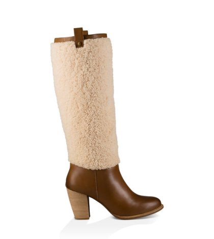 UGG AVA EXPOSED FUR CHESTNUT / NATURAL