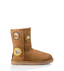 UGG CLASSIC SHORT PATCH CHESTNUT